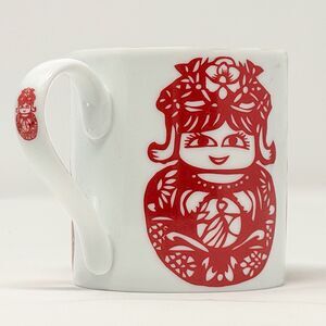Paperchase Matryoshka Doll Mug Red Russian Nesting Doll Porcelain Cup